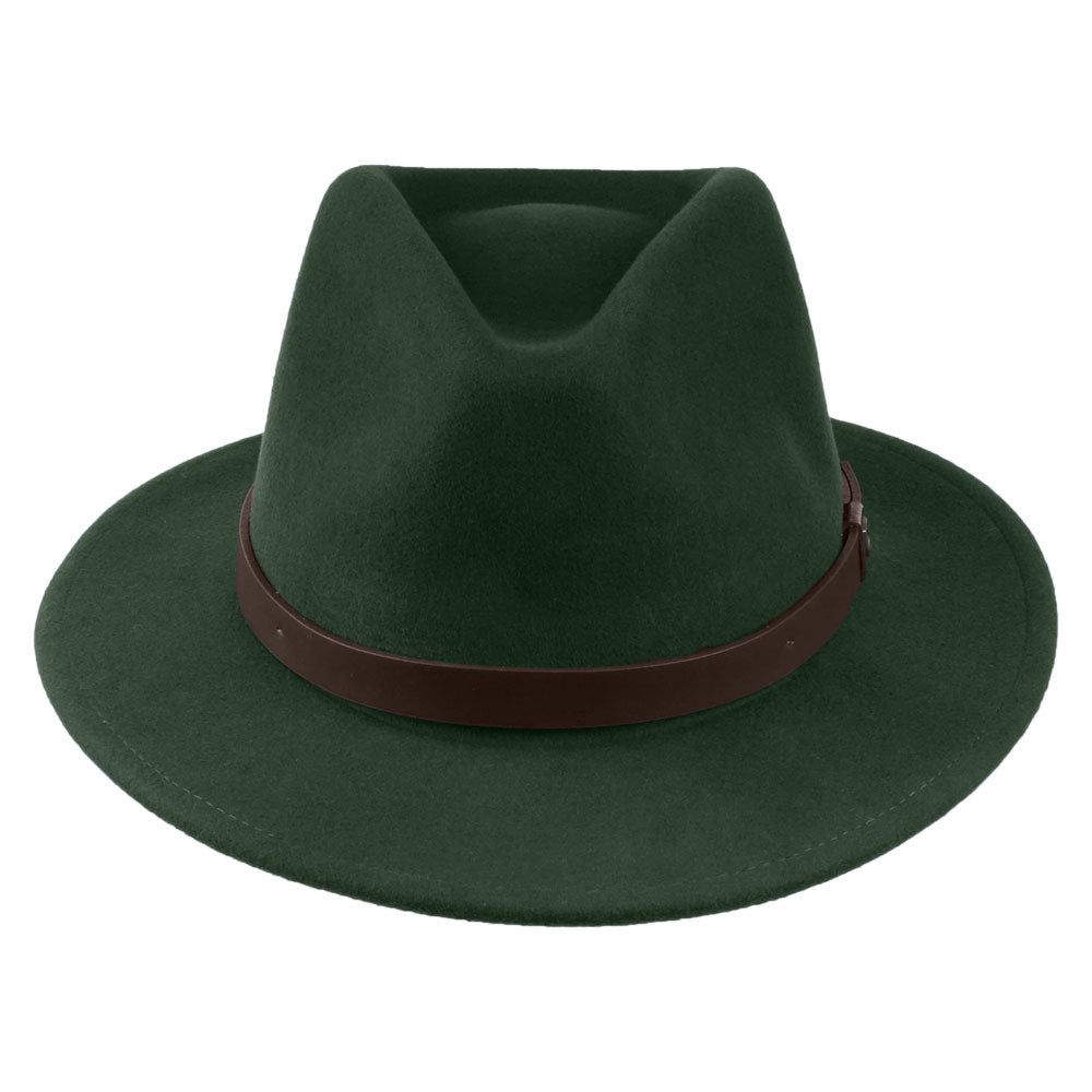 Sombrero Fedora Messer de fieltro de lana de Brixton - Verde Musgo