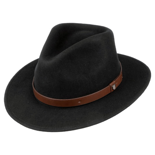 Sombrero Fedora Messer de fieltro de lana de Brixton - Negro