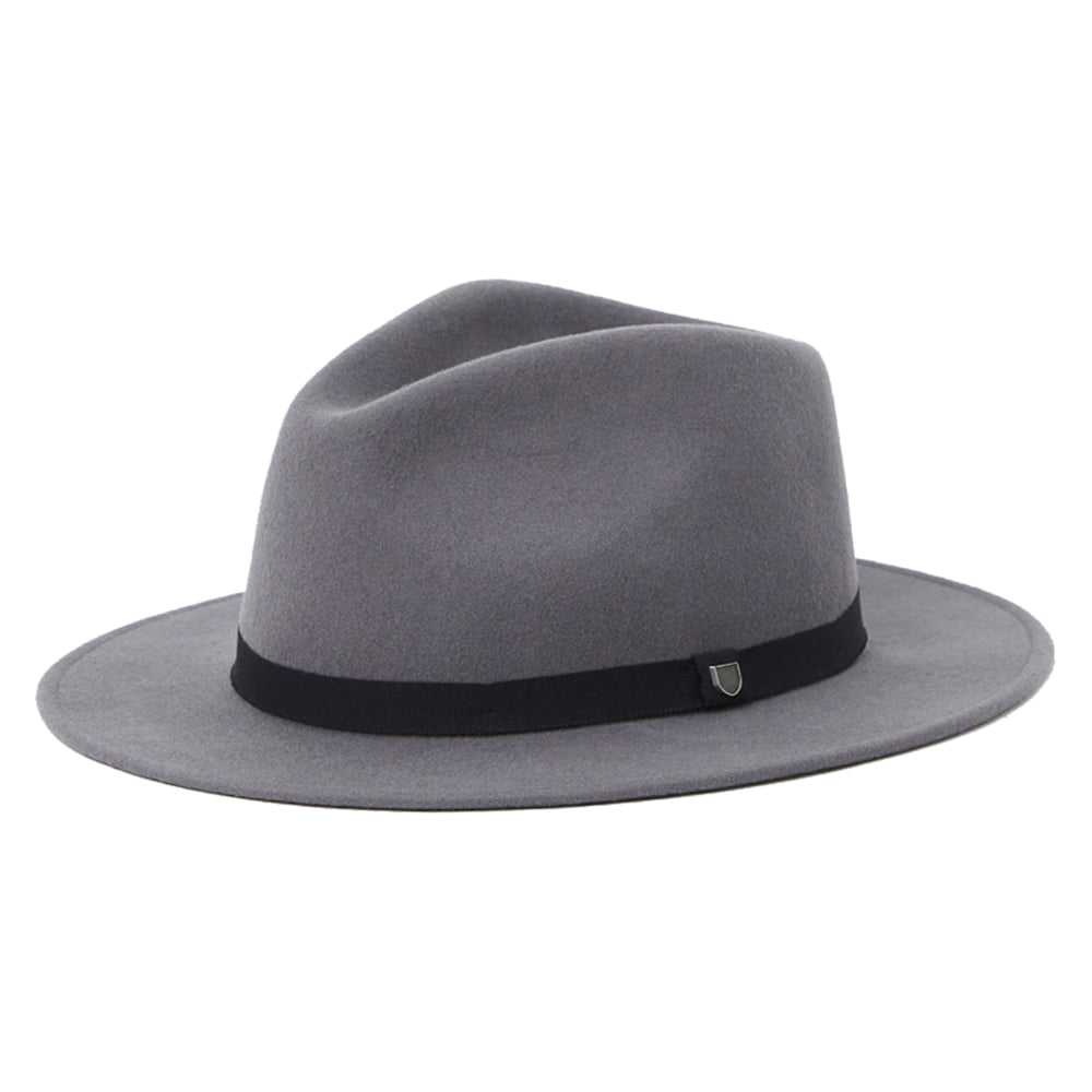 Sombrero Fedora Messer plegable de fieltro de lana de Brixton - Gris