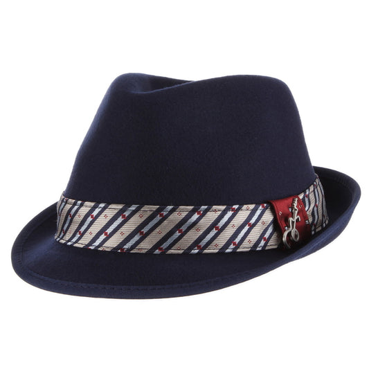 Sombrero Trilby Notes plegable de fieltro de lana de Carlos Santana - Azul Real