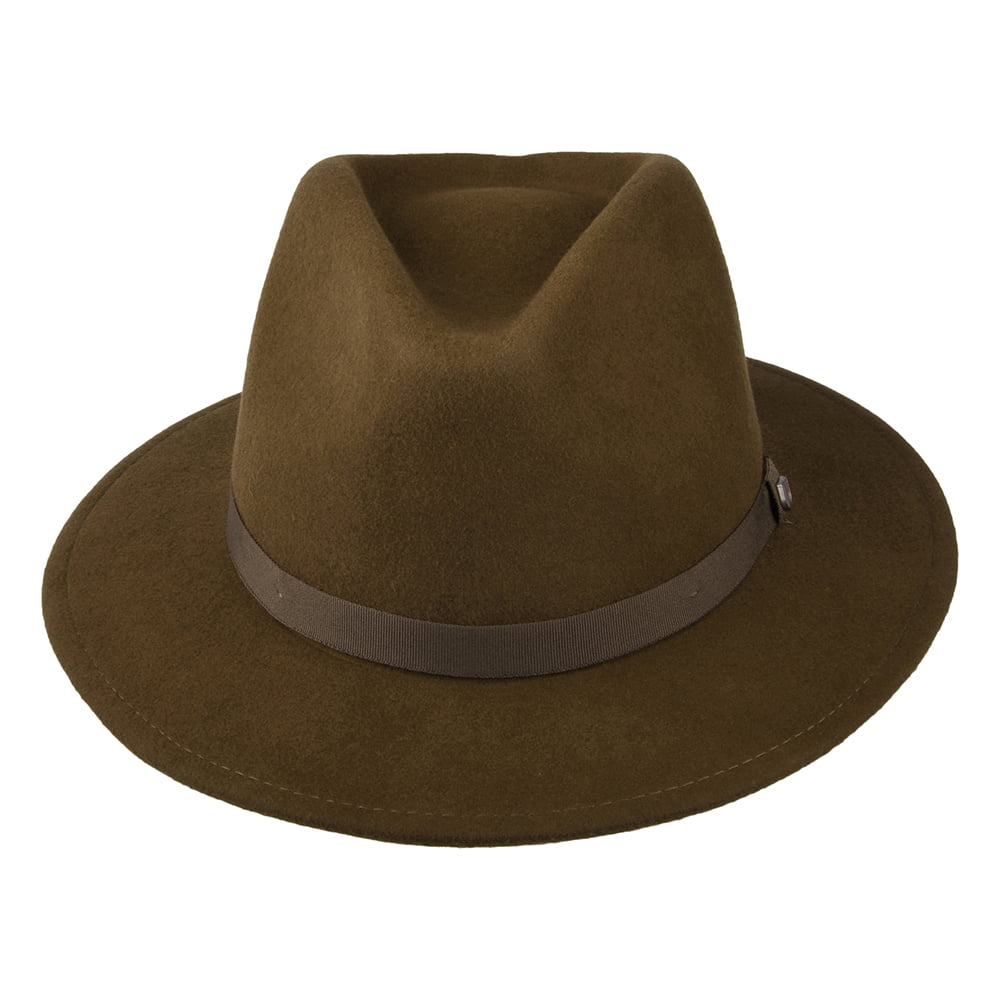 Sombrero Fedora Messer plegable de fieltro de lana de Brixton - Marrón