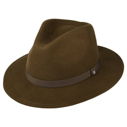 Sombrero Fedora Messer plegable de fieltro de lana de Brixton - Marrón