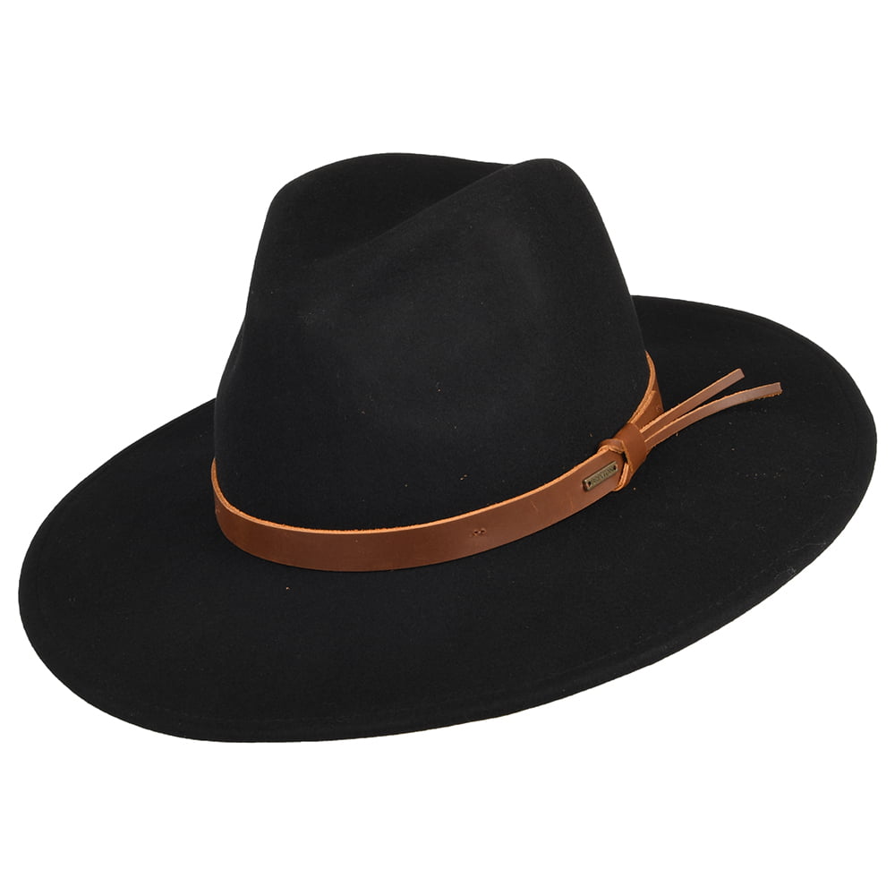 Sombrero Outback Field Proper de fieltro de lana de Brixton - Negro