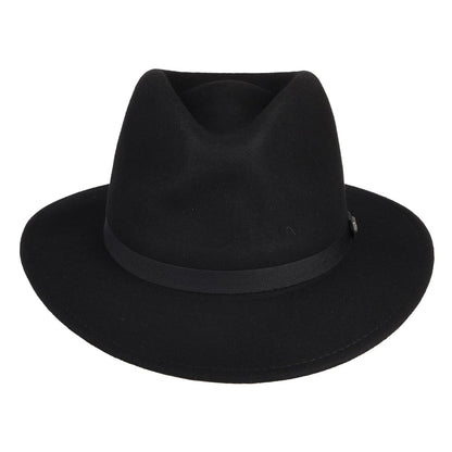Sombrero Fedora Messer plegable de fieltro de lana de Brixton - Negro