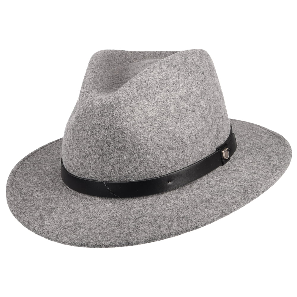 Sombrero Fedora Messer de fieltro de lana de Brixton - Gris Jaspeado