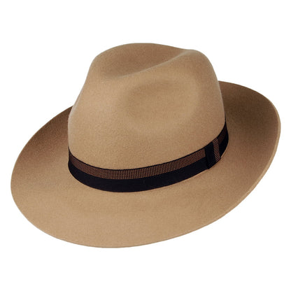 Sombrero Fedora Grosvenor de fieltro de lana de Christys - Camel