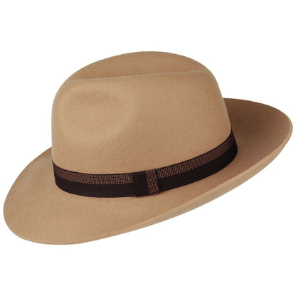 Sombrero Fedora Grosvenor de fieltro de lana de Christys - Camel