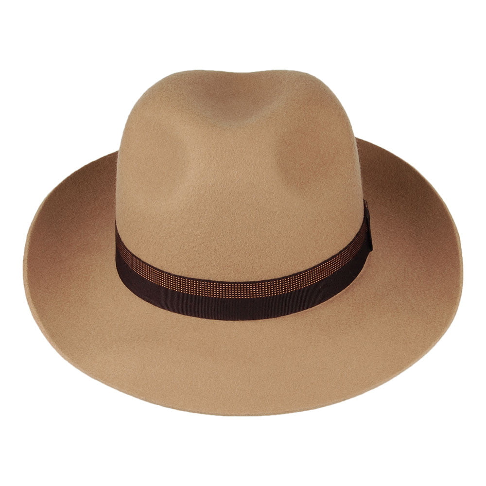 Sombrero Fedora Grosvenor de fieltro de lana de Christys - Camel
