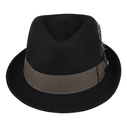 Sombrero Trilby Rexburg plegable de fieltro de lana de Scala - Negro