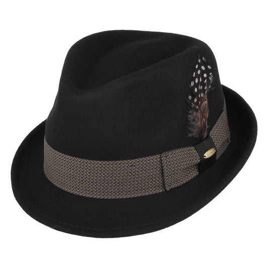 Sombrero Trilby Rexburg plegable de fieltro de lana de Scala - Negro