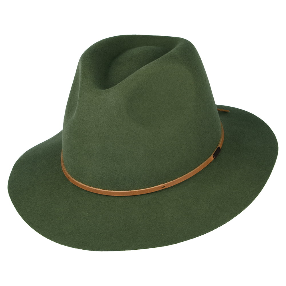 Sombrero Fedora Wesley de fieltro de lana de Brixton - Verde Oliva