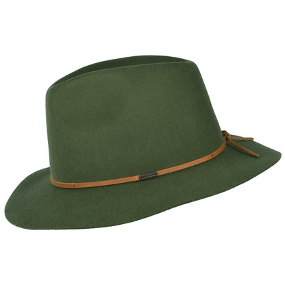 Sombrero Fedora Wesley de fieltro de lana de Brixton - Verde Oliva