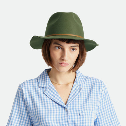 Sombrero Fedora Wesley de fieltro de lana de Brixton - Verde Oliva