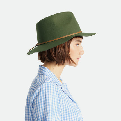 Sombrero Fedora Wesley de fieltro de lana de Brixton - Verde Oliva