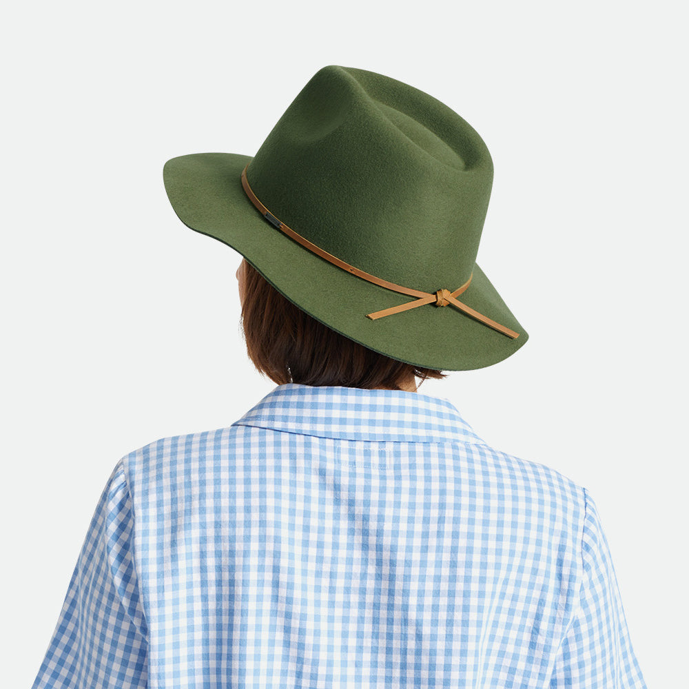 Sombrero Fedora Wesley de fieltro de lana de Brixton - Verde Oliva