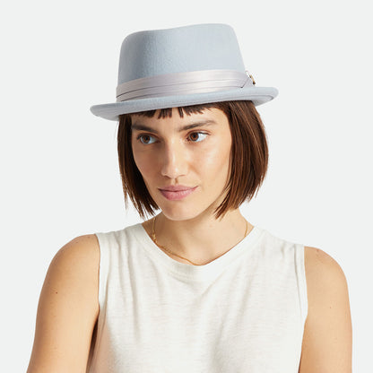 Sombrero Pork Pie Stout de fieltro de lana de Brixton - Azul Ártico