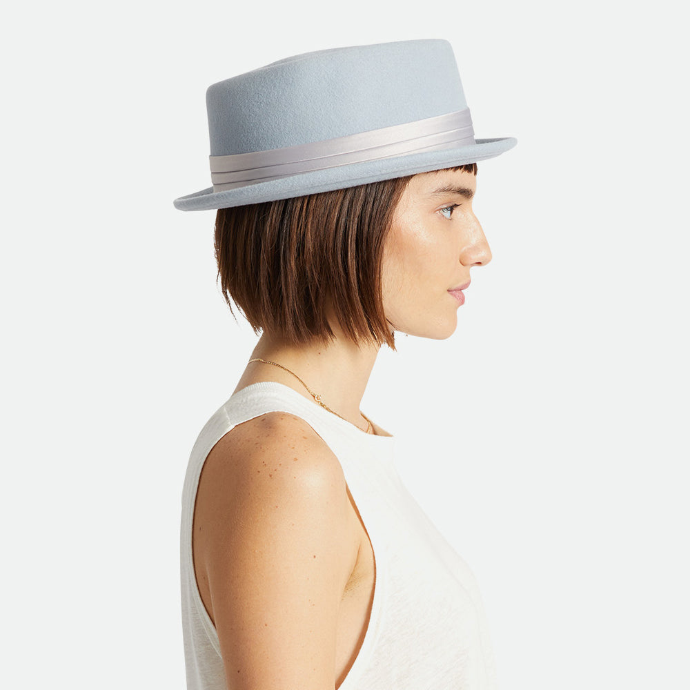 Sombrero Pork Pie Stout de fieltro de lana de Brixton - Azul Ártico