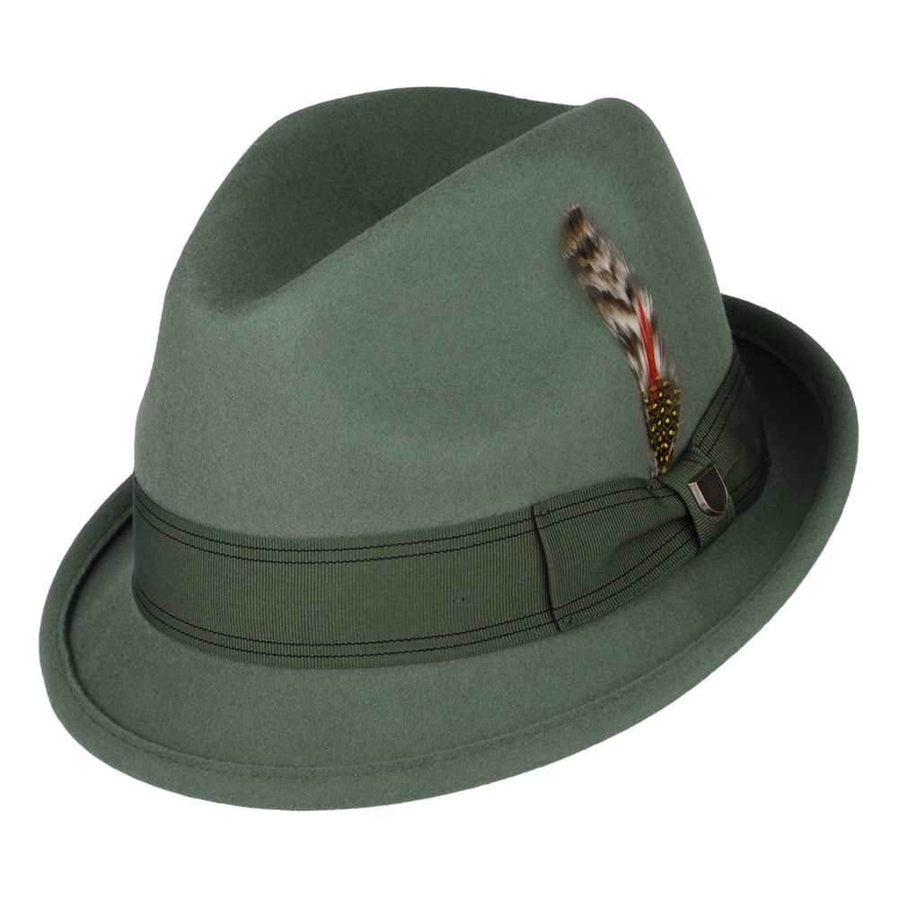 Sombrero Trilby Gain de fieltro de lana de Brixton - Verde Oliva Claro