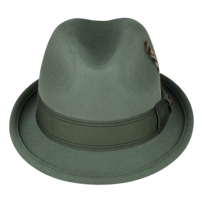 Sombrero Trilby Gain de fieltro de lana de Brixton - Verde Oliva Claro