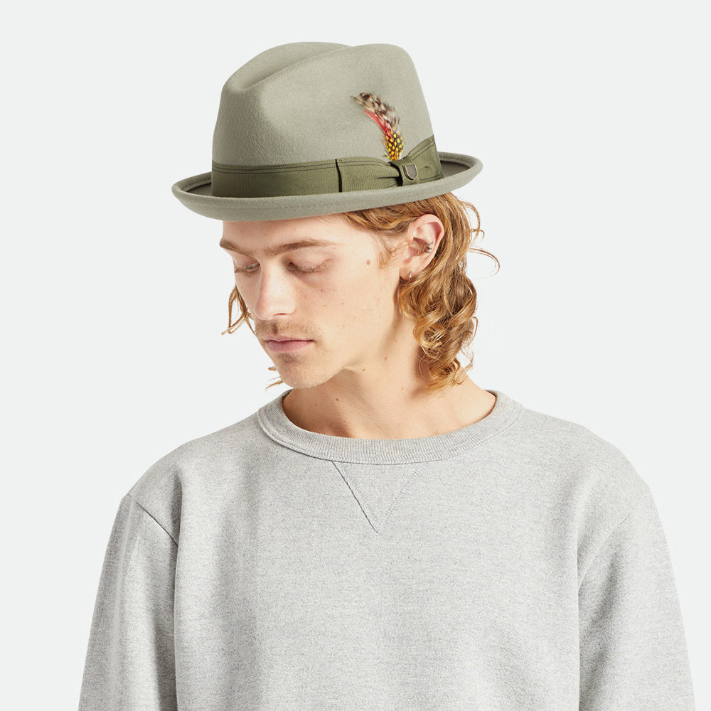 Sombrero Trilby Gain de fieltro de lana de Brixton - Verde Oliva Claro