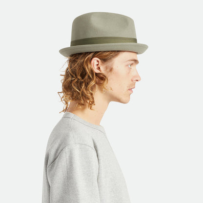 Sombrero Trilby Gain de fieltro de lana de Brixton - Verde Oliva Claro