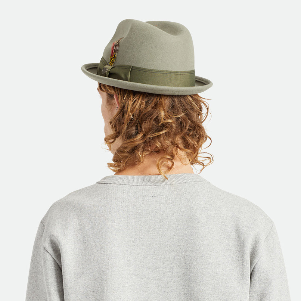 Sombrero Trilby Gain de fieltro de lana de Brixton - Verde Oliva Claro