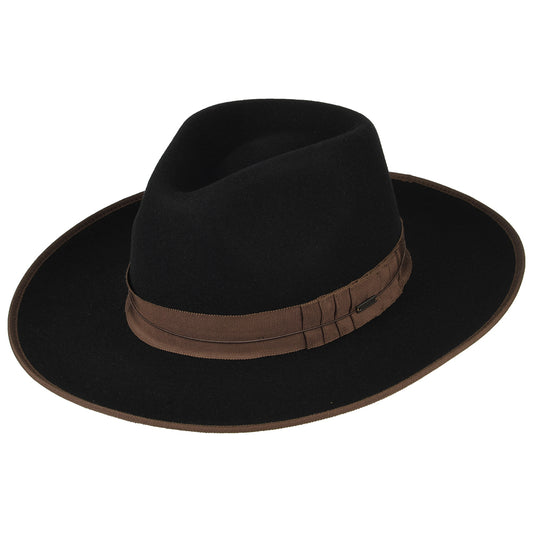 Sombrero Fedora Reno de fieltro de lana de Brixton - Negro-Marrón