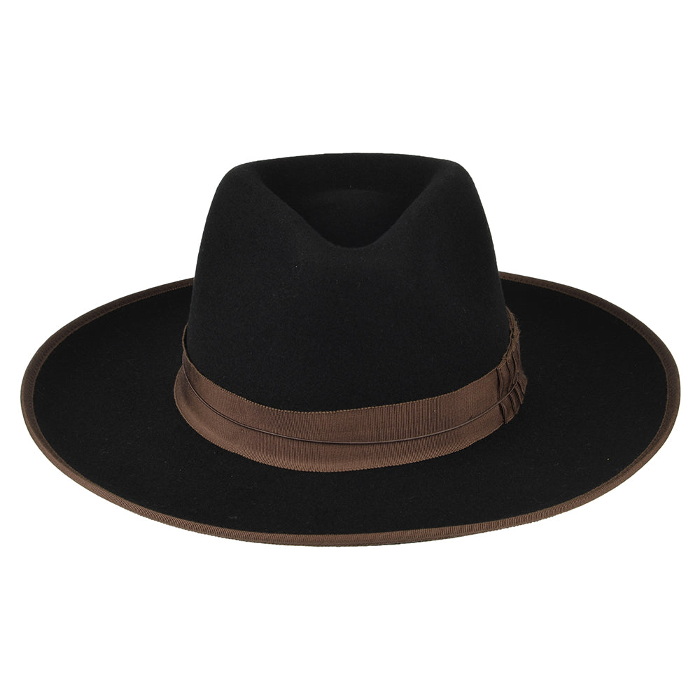 Sombrero Fedora Reno de fieltro de lana de Brixton - Negro-Marrón