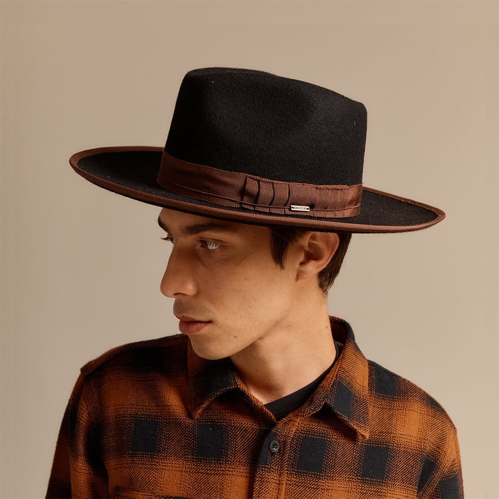 Sombrero Fedora Reno de fieltro de lana de Brixton - Negro-Marrón