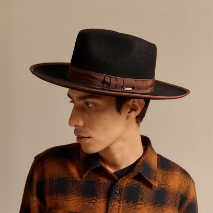 Sombrero Fedora Reno de fieltro de lana de Brixton - Negro-Marrón