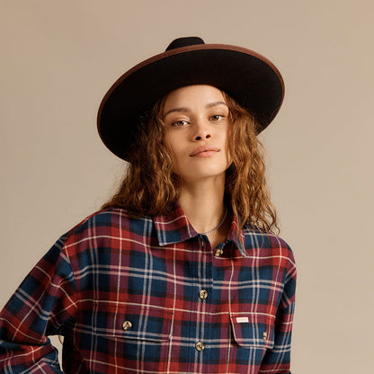 Sombrero Fedora Reno de fieltro de lana de Brixton - Negro-Marrón