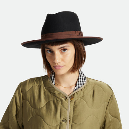 Sombrero Fedora Reno de fieltro de lana de Brixton - Negro-Marrón