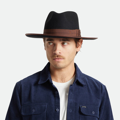 Sombrero Fedora Reno de fieltro de lana de Brixton - Negro-Marrón