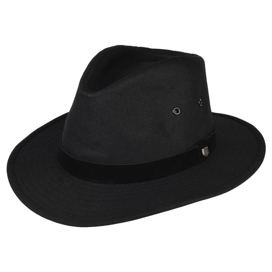 Sombrero Fedora Messer X Adventure repelente al agua de algodón de Brixton - Negro