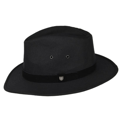 Sombrero Fedora Messer X Adventure repelente al agua de algodón de Brixton - Negro