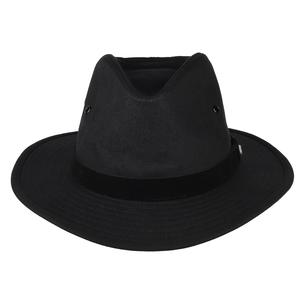 Sombrero Fedora Messer X Adventure repelente al agua de algodón de Brixton - Negro