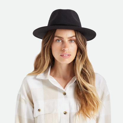 Sombrero Fedora Messer X Adventure repelente al agua de algodón de Brixton - Negro