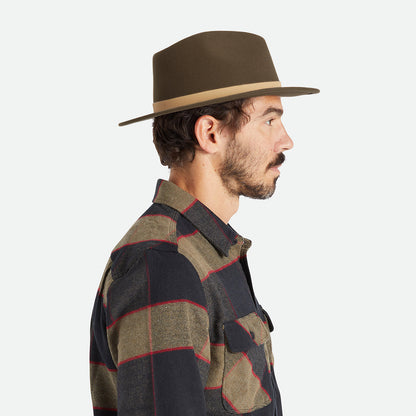 Sombrero Fedora Messer de fieltro de lana de Brixton - Marrón-Natural