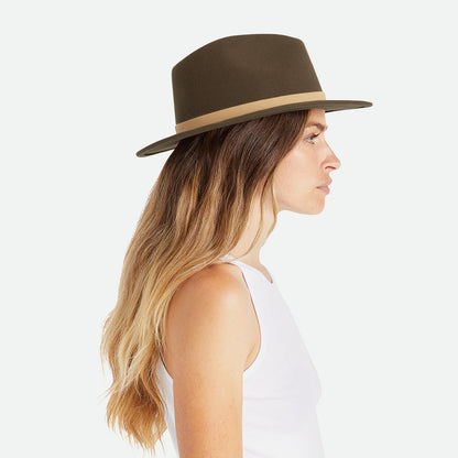 Sombrero Fedora Messer de fieltro de lana de Brixton - Marrón-Natural