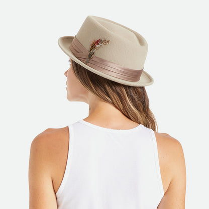 Sombrero Pork Pie Stout de fieltro de lana de Brixton - Beige