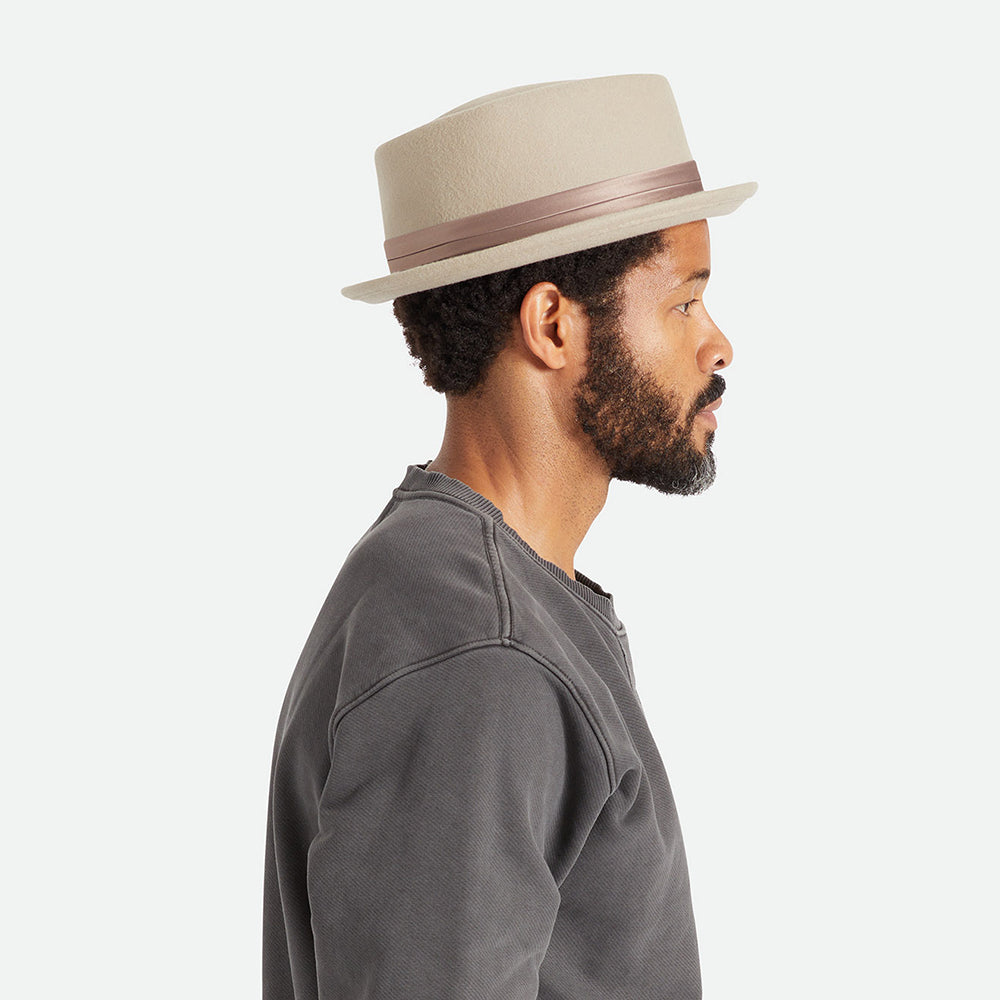 Sombrero Pork Pie Stout de fieltro de lana de Brixton - Beige