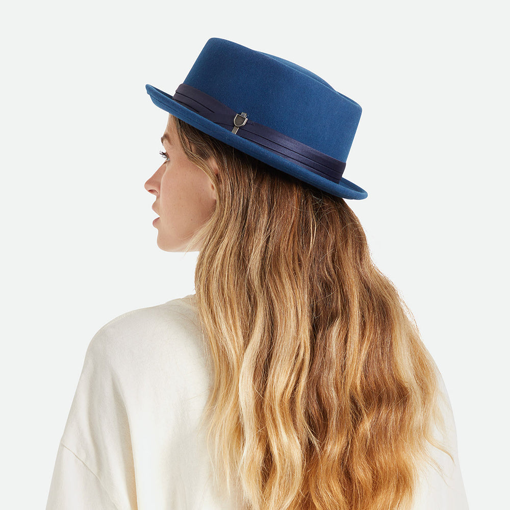 Sombrero Pork Pie Stout de fieltro de lana de Brixton - Océano