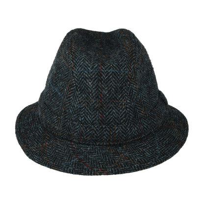 Sombrero Trilby enrollable de HARRIS TWEED diseño de espiga de City Sport - Azul Marino