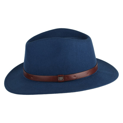 Sombrero Fedora Messer de fieltro de lana de Brixton - Azul