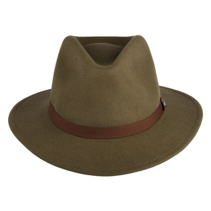 Sombrero Fedora Messer plegable de fieltro de lana de Brixton - Marrón Claro