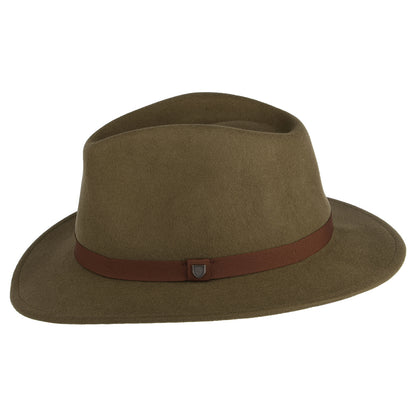 Sombrero Fedora Messer plegable de fieltro de lana de Brixton - Marrón Claro
