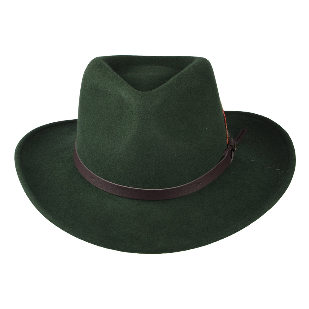 Sombrero Outback Dakota plegable Repelente al agua de fieltro de lana de Scala - Bosque