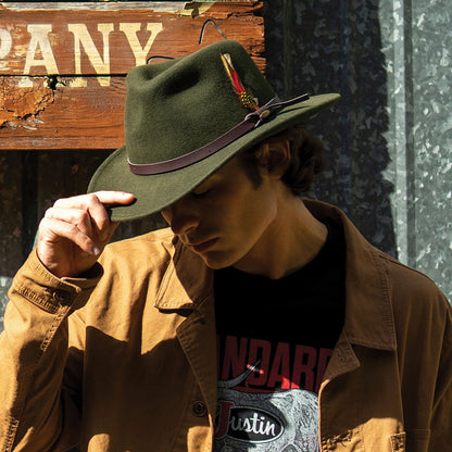 Sombrero Outback Dakota plegable Repelente al agua de fieltro de lana de Scala - Bosque