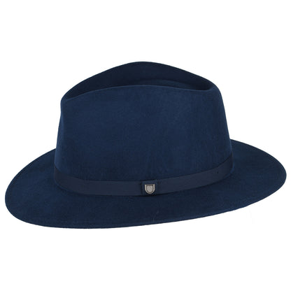 Sombrero Fedora Messer plegable de fieltro de lana de Brixton - Azul Marino Lavado