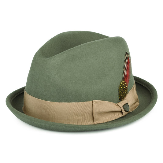 Sombrero Trilby Gain de fieltro de lana de Brixton - Verde Oliva